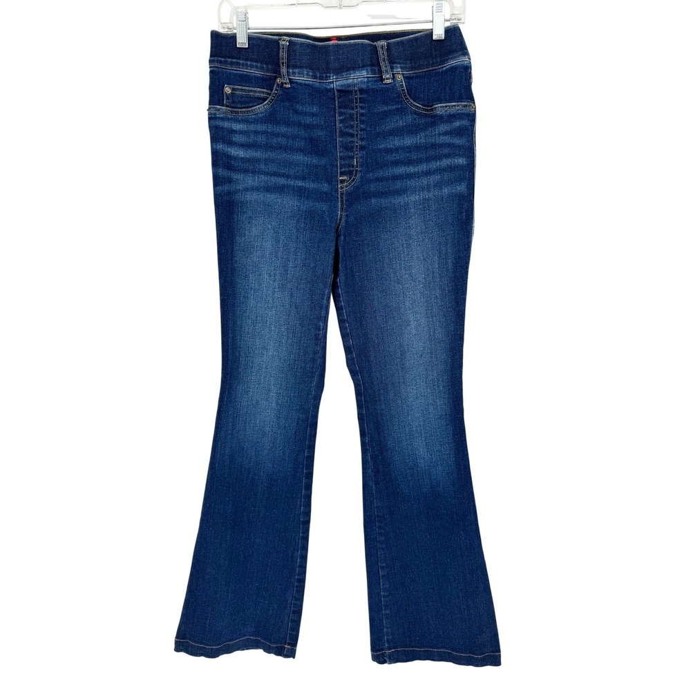 SPANX‎ Flare Jeans Pull On Stretch Slimming In Midnight Dark Wash Size M Classic